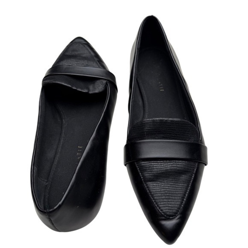 Kelly & Katie Pointed Toe Loafer Flat Black Snake Texture Office Siren Size 10M